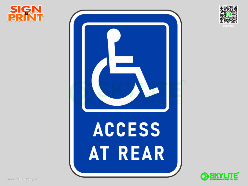 Access at Rear Sign